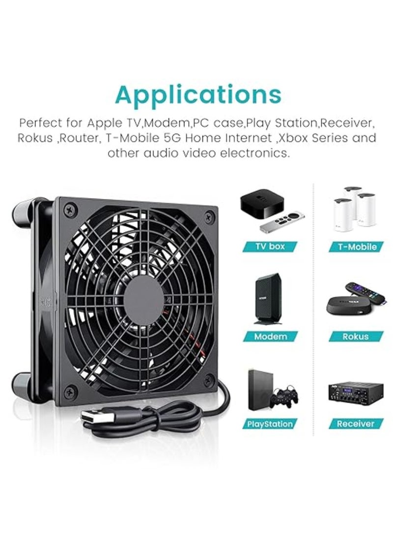 keloray مروحة تبريد لجهاز الاستقبال DVR Xbox TV Box Router 120mm x 25mm 5V USB Power - Image 3
