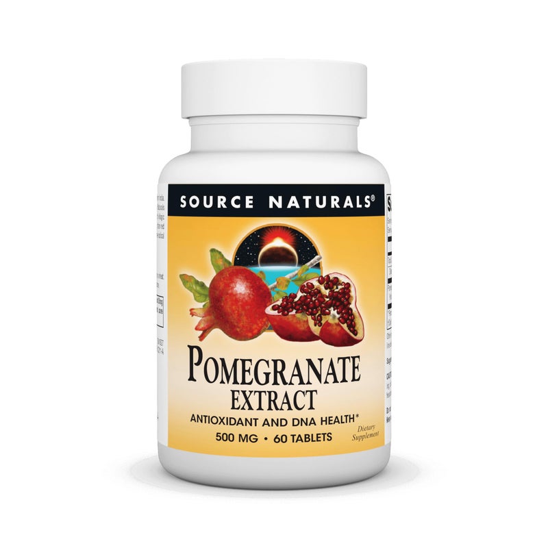 Source Naturals Pomegranate Extract 500mg Complete Whole Fruit Ellagic Acid Antioxidant Added Fiber 60 Tablets