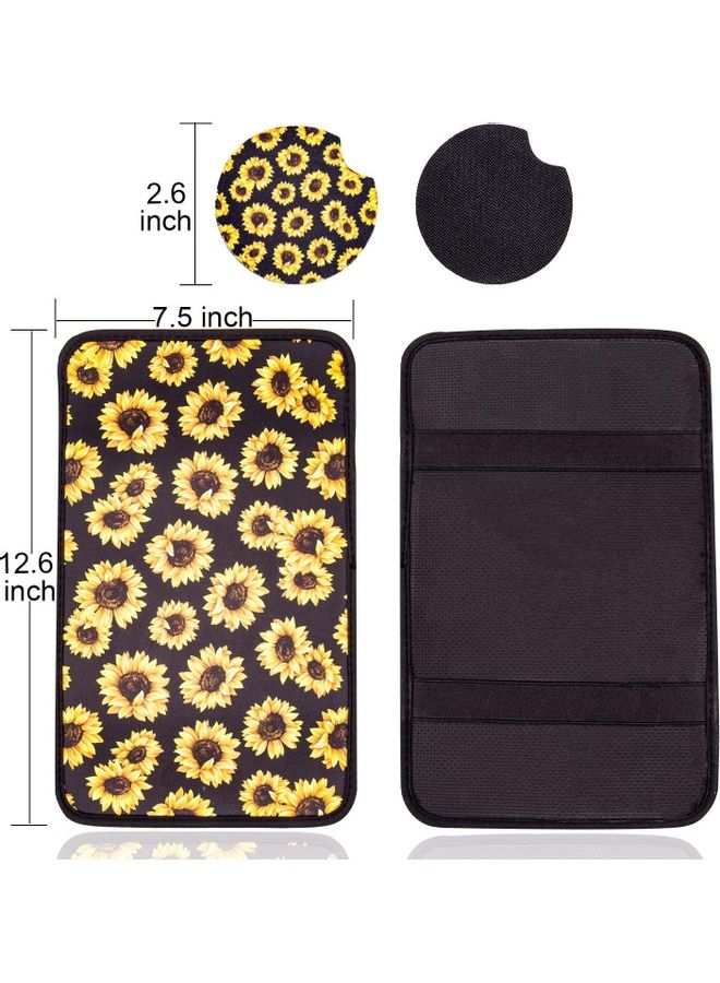 Loquat Vehicle Center Console Armrest Cover Pad Universal Fit Soft Stylish Sunflowers Pattern Comfort Center Console Armrest Cushion - Image 3