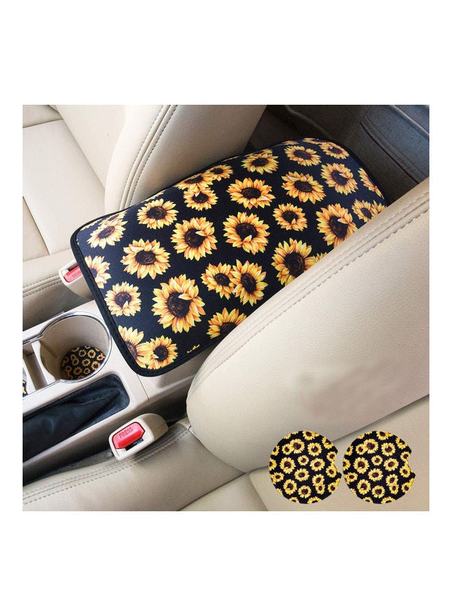 Loquat Vehicle Center Console Armrest Cover Pad Universal Fit Soft Stylish Sunflowers Pattern Comfort Center Console Armrest Cushion - Image 1