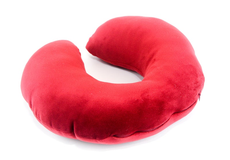 Comfy Neck Support Soft Fiber Travel Neck Pillow U-Shape For Car, Travel, Office,Airplane and Gifts - Red - Image 1