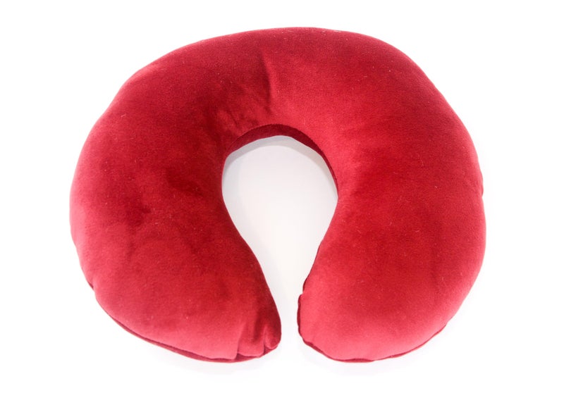 Comfy Neck Support Soft Fiber Travel Neck Pillow U-Shape For Car, Travel, Office,Airplane and Gifts - Red - Image 2