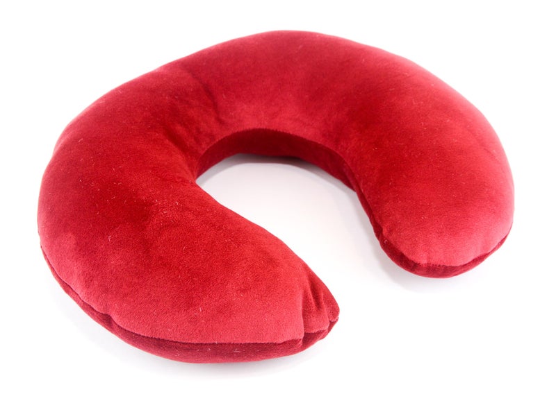 Comfy Neck Support Soft Fiber Travel Neck Pillow U-Shape For Car, Travel, Office,Airplane and Gifts - Red - Image 3