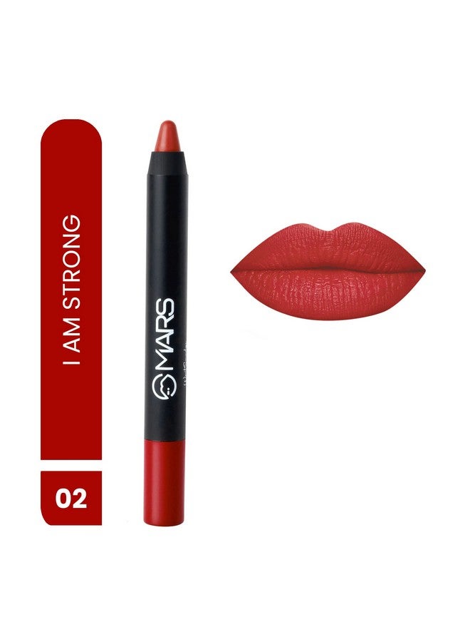 Mars أحمر شفاه طويل الأمد يدوم حتى 12 ساعة بلمسة نهائية غير لامعة مقاوم للماء لا يتلطخ لا يتزحزح قلم الشفاه (3.5 جم) 02I Am Strong - Image 2