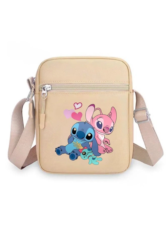 ستيتش حقيبة كتف صغيرة مربعة ملونة للأولاد والبنات مطبوعة بخياطة، حقيبة كتف شعبية لطيفة غير رسمية - Image 1