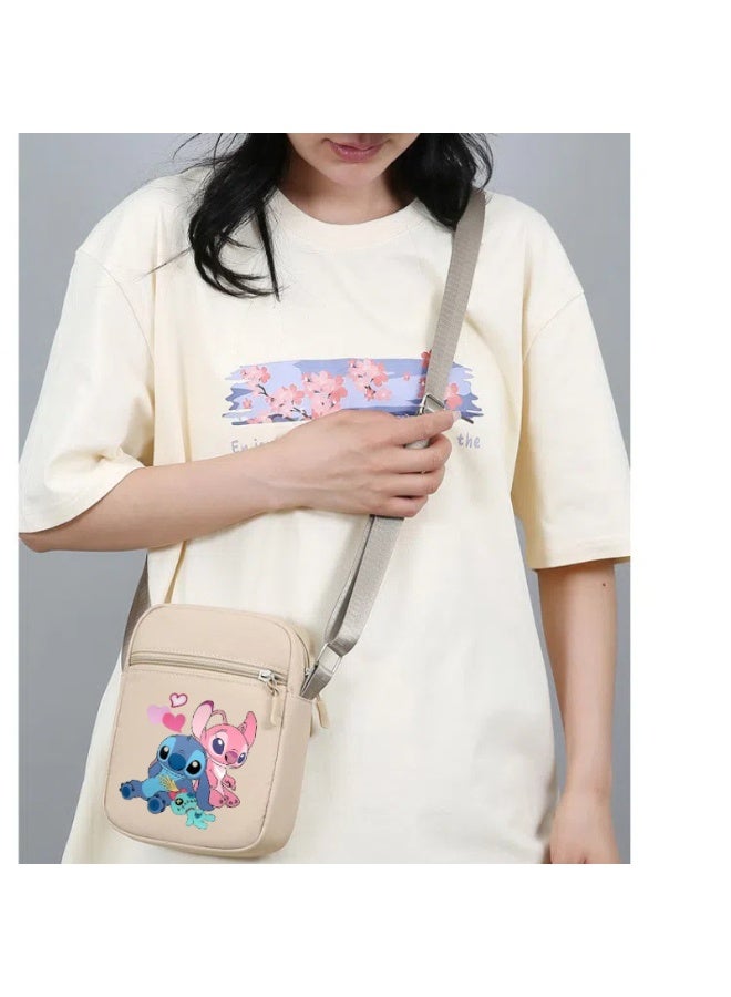 ستيتش حقيبة كتف صغيرة مربعة ملونة للأولاد والبنات مطبوعة بخياطة، حقيبة كتف شعبية لطيفة غير رسمية - Image 2