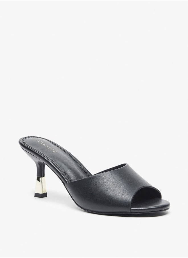 Celeste - Women's Solid Slip-On Sandals with Stiletto Heels - Image 1