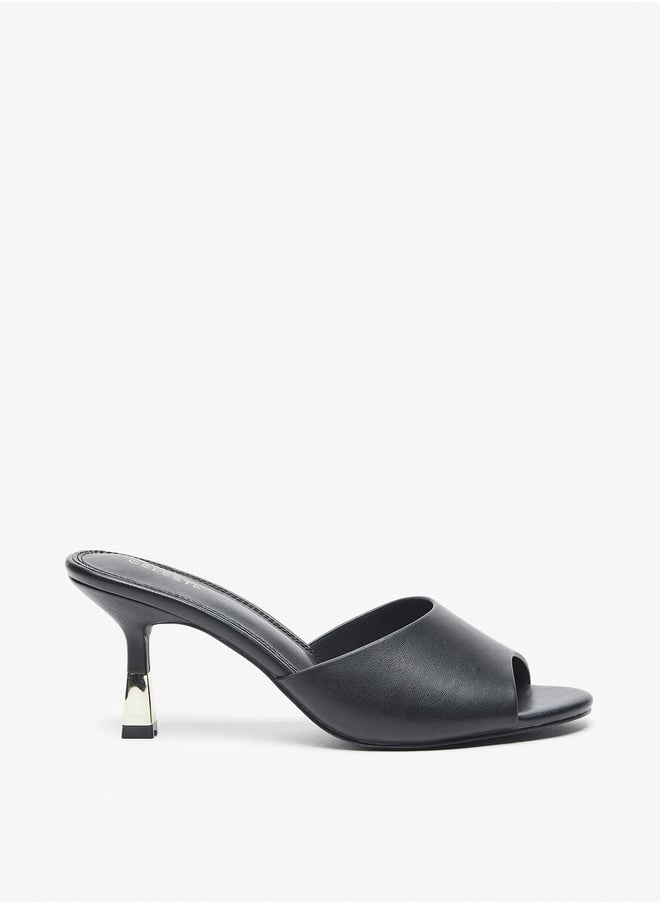 Celeste - Women's Solid Slip-On Sandals with Stiletto Heels - Image 1