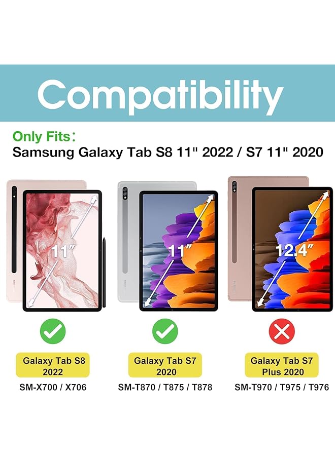 Procases Galaxy Tab S8 Tab S7 11 Inch Case Protective Slim Case Folio Hard Back Stand Smart Cover For 11 Inch Galaxy Tab S8 2022 Galaxy Tab S7 2020 Sm-X700 X706 T870 T875 T878 -Navy - Image 2