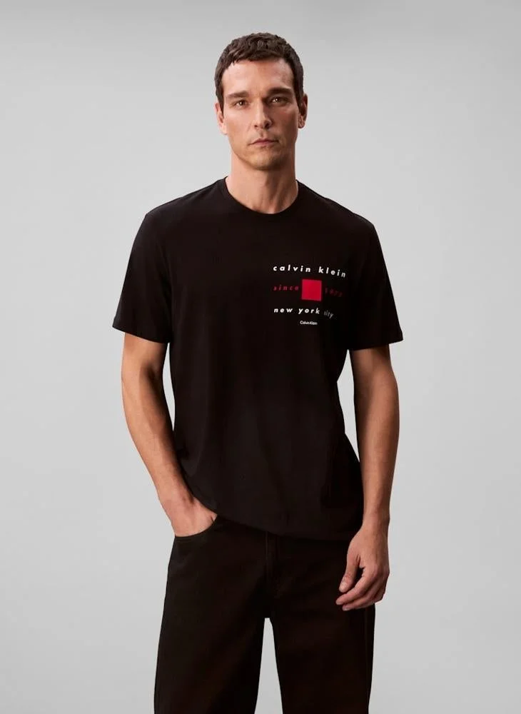 CALVIN KLEIN Short Sleeve Logo Crew Neck T-Shirt