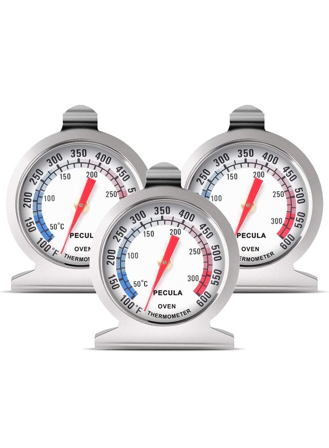 ميزان حرارة للفرن (3 قطع): 50-300 درجة مئوية/100-600 درجة فهرنهايت، ميزان حرارة فوري للطهي من الفولاذ المقاوم للصدأ - Image 1