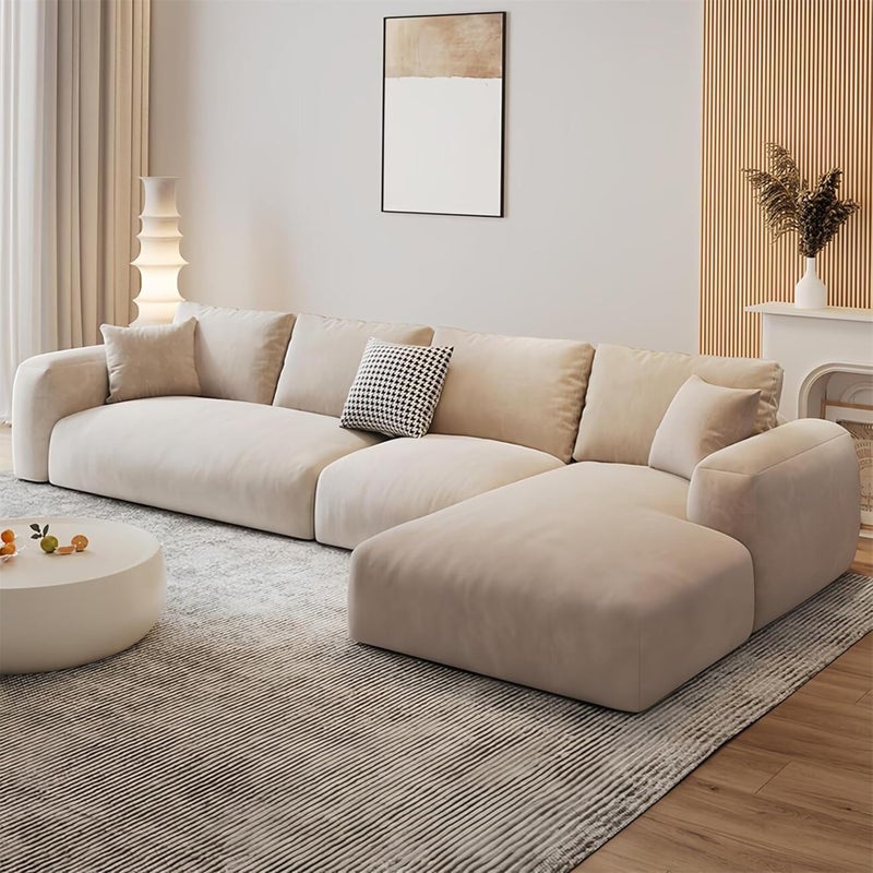 Comfynest طقم أريكة متعدد الوظائف من قماش الفليس - تصميم مفرط الحشو، مساند ذراع قابلة للتعديل، إطار خشبي متين، راحة إضافية مبطنة، طقم أريكة حديث لغرفة المعيشة (5، زاوية يمين) - Image 3