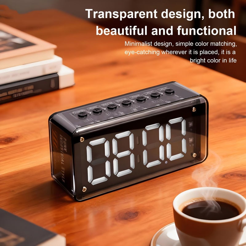 Black LED Digital Alarm Clock Wireless Speaker with Dual Alarms Hands Free - Image 3