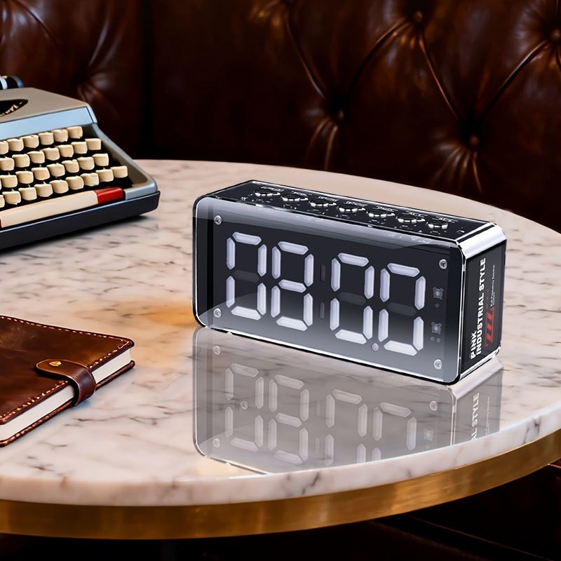 Black LED Digital Alarm Clock Wireless Speaker with Dual Alarms Hands Free - Image 1