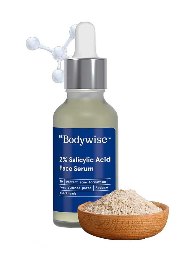 Be Bodywise مصل الوجه بحمض الساليسيليك 2% من Bodywise للنساء | يساعد على تقليل حب الشباب والرؤوس السوداء والرؤوس البيضاء | 2% حمض الساليسيليك و0.5% نياسيناميد لجميع أنواع البشرة  - Image 1