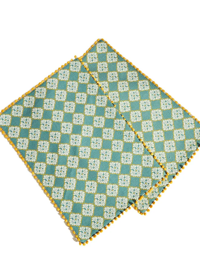 تشومباك Pixel Jaal Placemats - Set of 2, Mint
