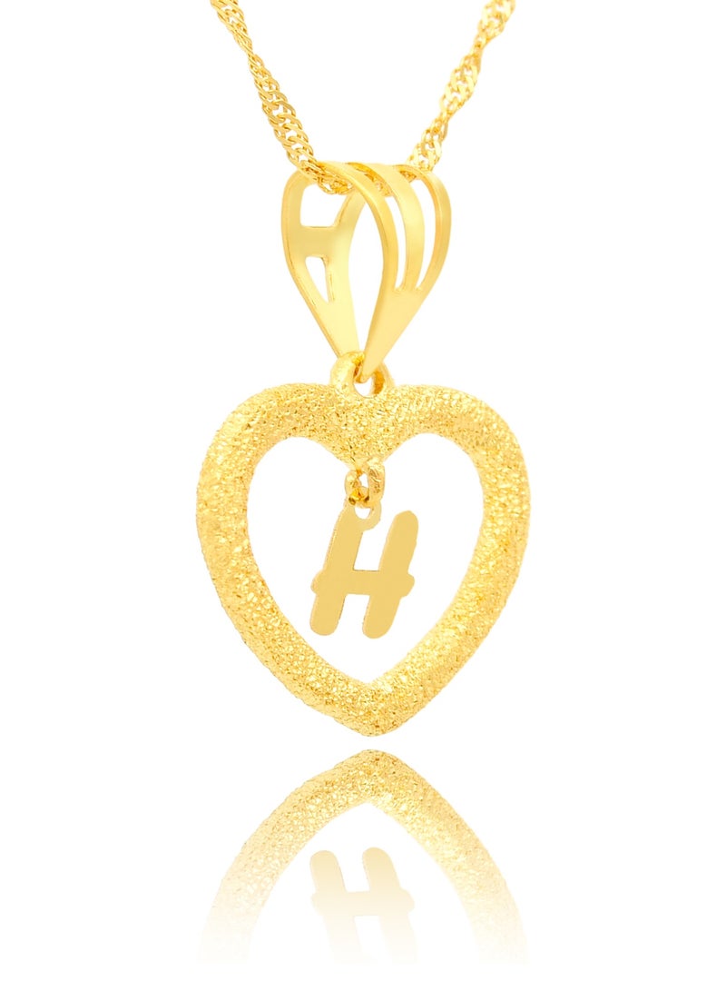 BAFLEH JEWELLERY Timeless Elegance: 22kt Gold Heart 'H' Pendant  - Image 2