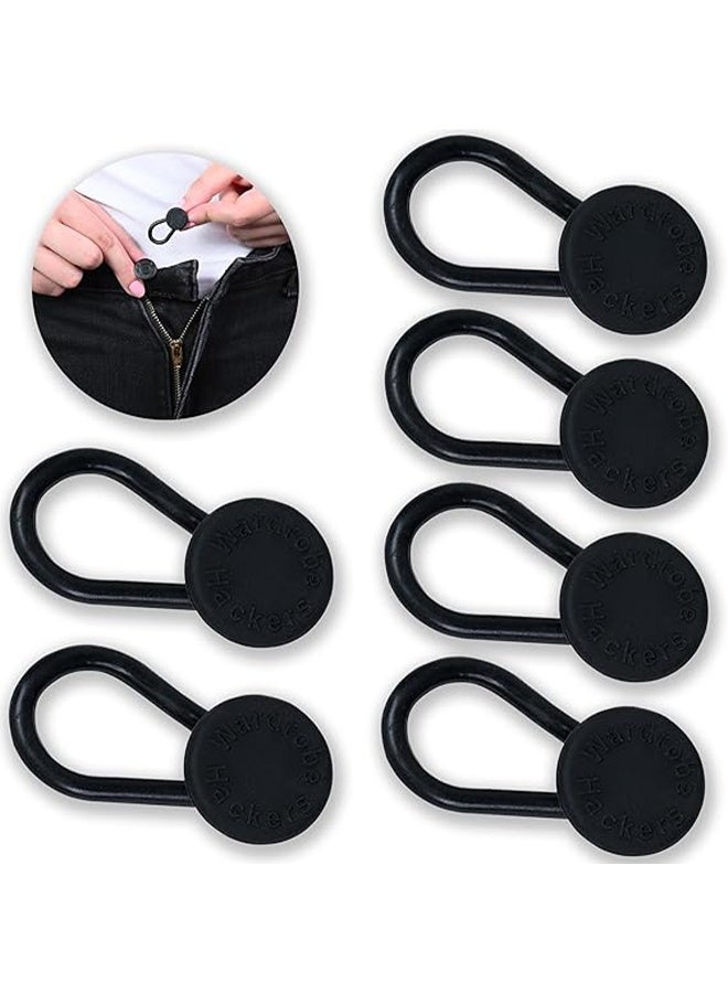 Flexible Button Extenders for Jeans & Pants (6-Pack Black Buttons) Waist Expanders for Men and Women’s Tight Waistband Relief Extender Blends In - Image 1