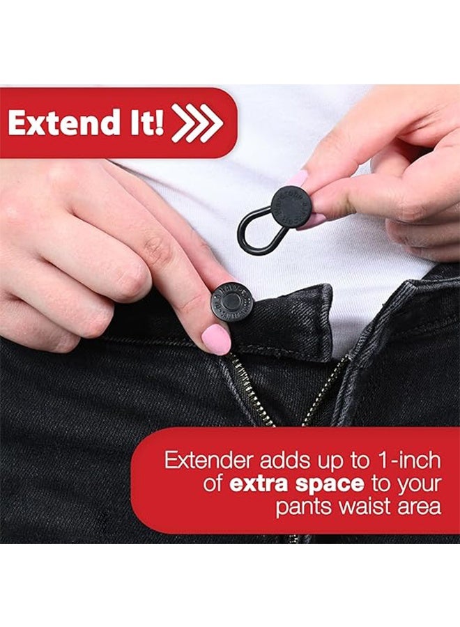 Flexible Button Extenders for Jeans & Pants (6-Pack Black Buttons) Waist Expanders for Men and Women’s Tight Waistband Relief Extender Blends In - Image 4