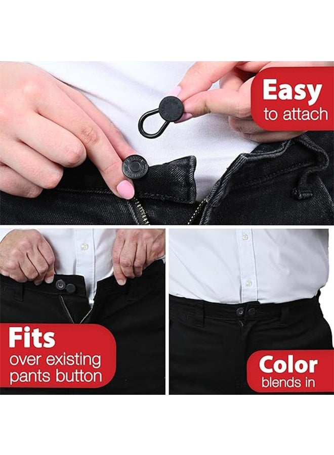 Flexible Button Extenders for Jeans & Pants (6-Pack Black Buttons) Waist Expanders for Men and Women’s Tight Waistband Relief Extender Blends In - Image 5