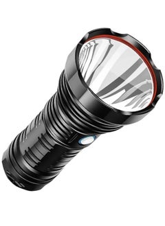 كروم مصباح يدوي تكتيكي قابل لإعادة الشحن بزاوية 360 درجة لومن عالي LED فائق السطوع مع 5 أوضاع مصباح يدوي للطوارئ مقاوم للماء  - Image 1