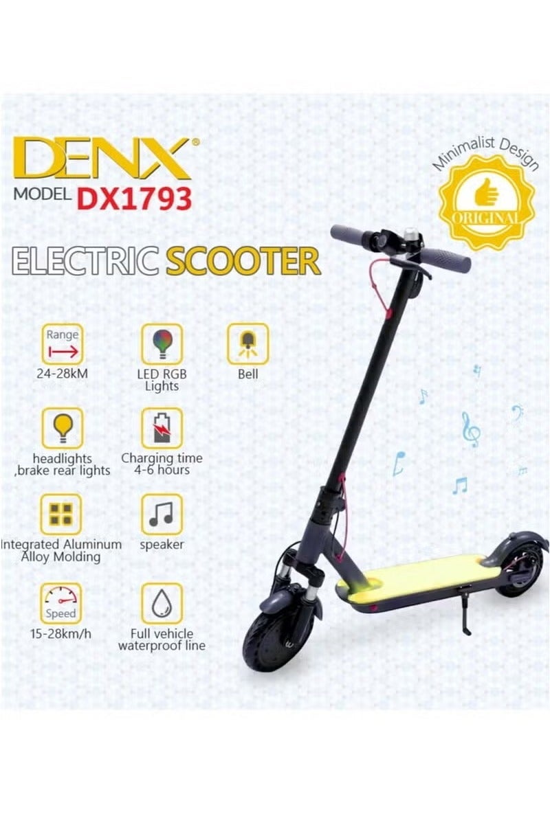 Denx DX1793 Electric Foldable Scooter for Adults – 28 km/h Speed, 28 km Range, 8.5" Pneumatic Tires, Dual Brakes, Lightweight Design - Image 3