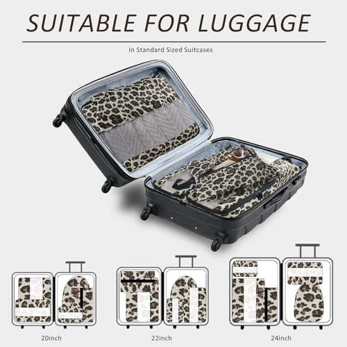U+U 5 Set Packing Cubes for Travel Essentials Ultralight Luggage Packing Organizers with Laundry Bag and Shoe Bag for Vacation, Business Trip and Camping (Leopard) - Image 5