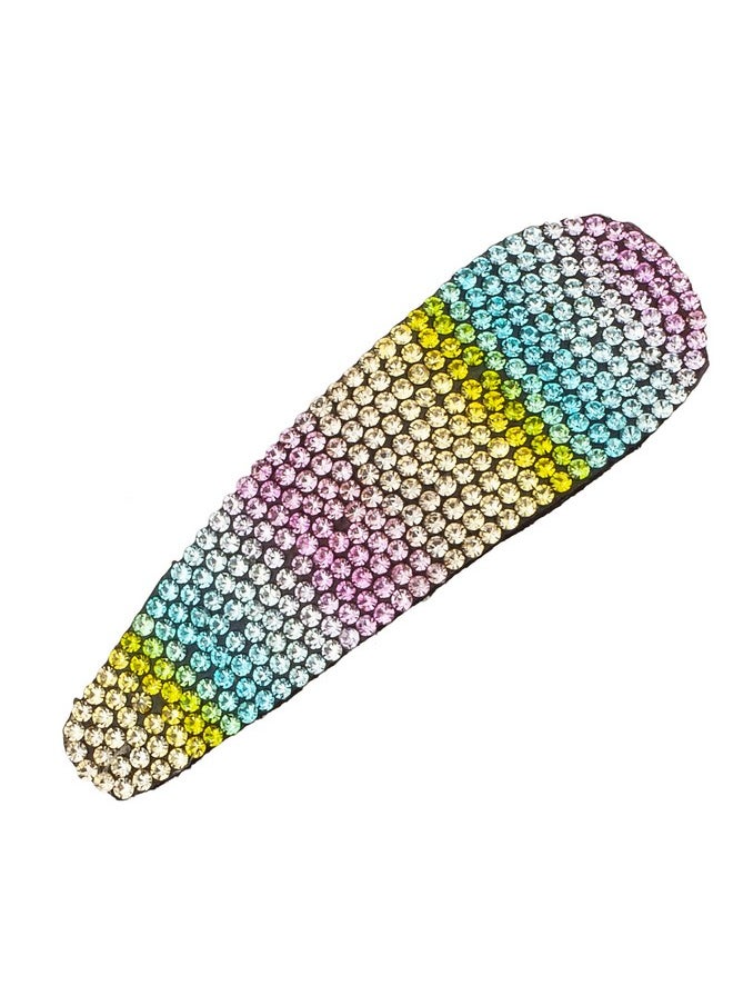 Lux Accessories Set Of 2 Rainbow Rhinestones Black Silver Tone Finish Fashion Hair Clips  - Image 2