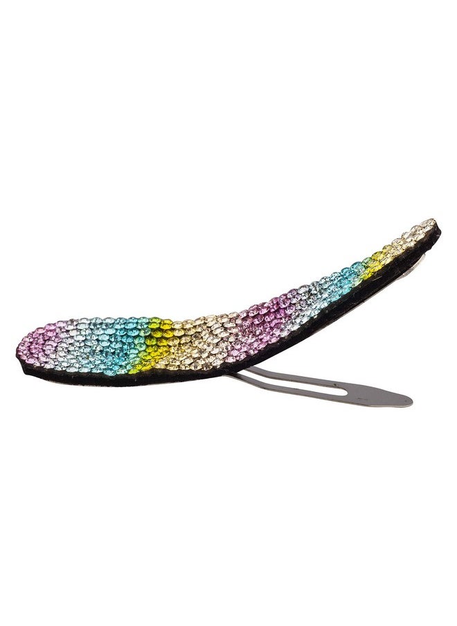 Lux Accessories Set Of 2 Rainbow Rhinestones Black Silver Tone Finish Fashion Hair Clips  - Image 4