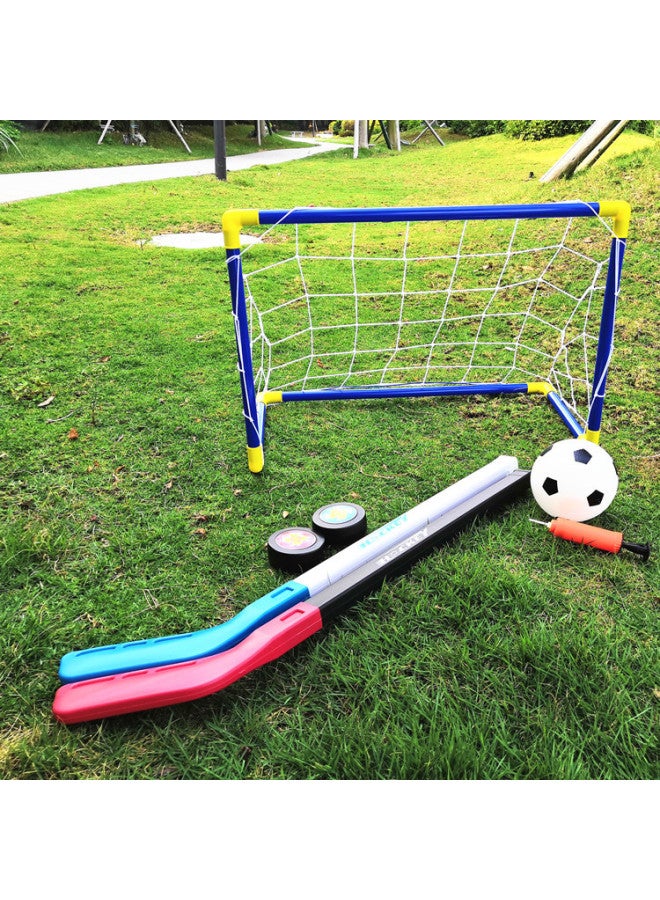 Kindergarten Outdoor Toy Ice Hockey Stick Children's Hockey Stick Leisure Sports Toy Football Door Suit-Colour:Dark Blue Upgraded Version Set 70cm