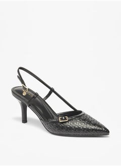 Celeste Women's Monogram Embossed Slingback Shoes with Stiletto Heels  - Image 1