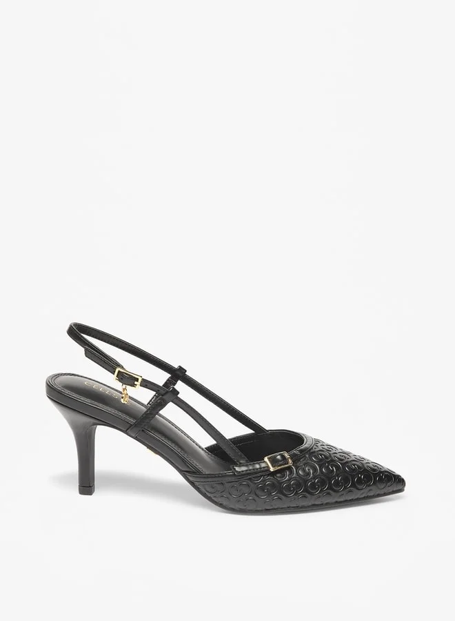 سيليست Women's Monogram Embossed Slingback Shoes with Stiletto Heels