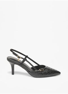 Celeste Women's Monogram Embossed Slingback Shoes with Stiletto Heels  - Image 3