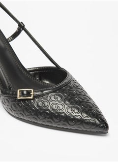 Celeste Women's Monogram Embossed Slingback Shoes with Stiletto Heels  - Image 5
