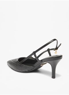 Celeste Women's Monogram Embossed Slingback Shoes with Stiletto Heels  - Image 2