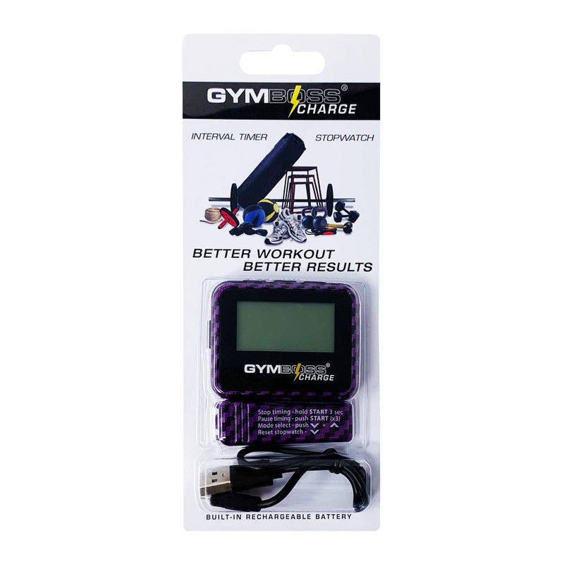 Gymboss مؤقت فترات التمرين وساعة التوقيف من جيمبوس (كربون بنفسجي) - Image 5