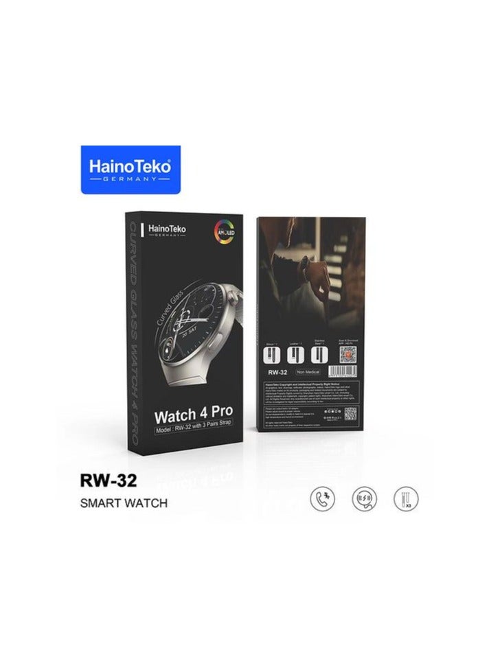 Haino Teko Germany Smart Watch 4 pro RW-32 with AMOLED Curved Glass with 3 pairs Strap - Image 2