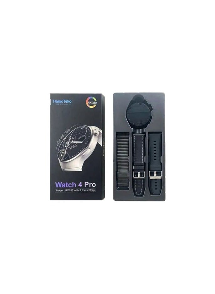 Haino Teko Germany Smart Watch 4 pro RW-32 with AMOLED Curved Glass with 3 pairs Strap - Image 4