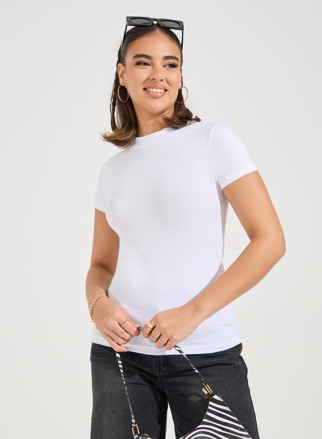 Styli Pack of 2 - Cotton Stretch Fitted High Neck T-Shirt  - Image 4