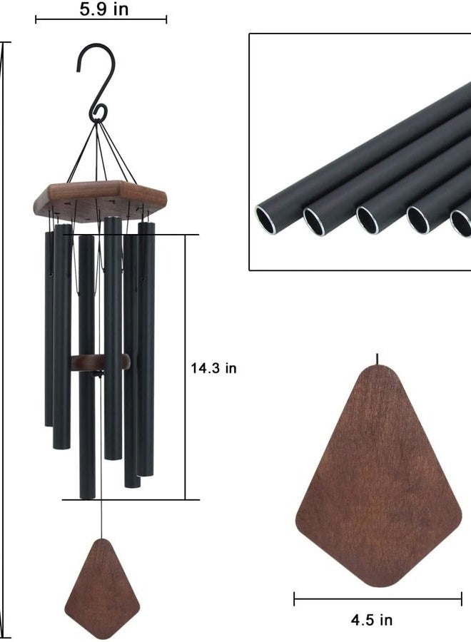 Astarin Memorial Wind Chimes for Outside Deep Tone, Wind Chime Outdoor Sympathy Wind-Chime Personalized with 6 Tuned Tubes, Elegant Chime for Garden Patio Balcony and Home Matte Black - Image 3