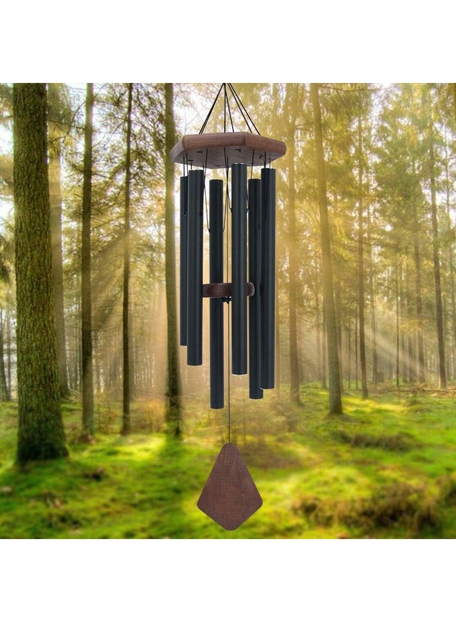 Astarin Memorial Wind Chimes for Outside Deep Tone, Wind Chime Outdoor Sympathy Wind-Chime Personalized with 6 Tuned Tubes, Elegant Chime for Garden Patio Balcony and Home Matte Black - Image 1