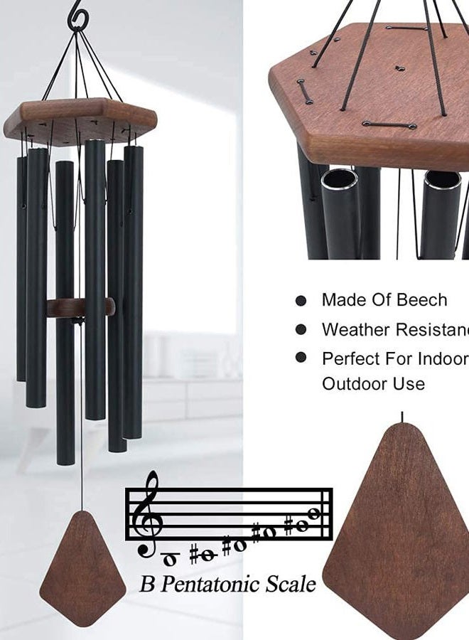 Astarin Memorial Wind Chimes for Outside Deep Tone, Wind Chime Outdoor Sympathy Wind-Chime Personalized with 6 Tuned Tubes, Elegant Chime for Garden Patio Balcony and Home Matte Black - Image 2