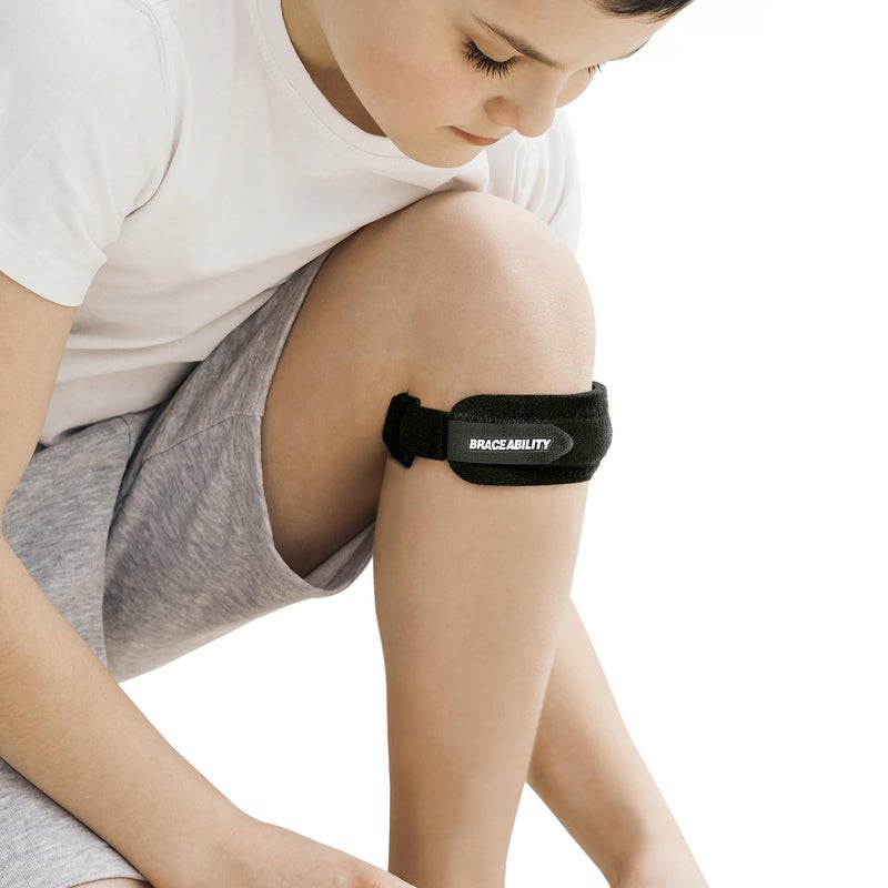 دعامة ركبة الأطفال من BraceAbility دعم وتر الرضفة للأطفال دعامة أوسغود شلاتر للأطفال لركبة القافزين التهاب وتر الرضفة لف رياضي للجري كرة القدم الكرة الطائرة كرة السلة S