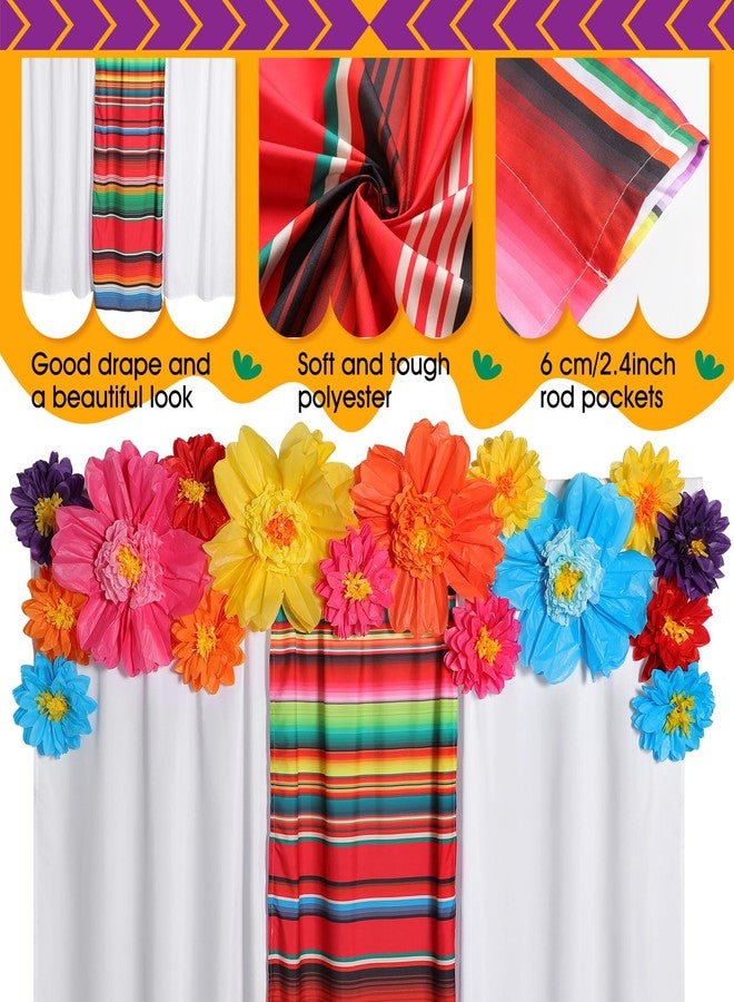 Tingjoo 19 Pcs Mexican Fiesta Decorations Set Mexican Paper Flowers Fiesta Polyester Backdrop Curtains Backdrop Fiesta Party Decorations Supplies Set for Cinco De Mayo Party Wedding Birthday - Image 3