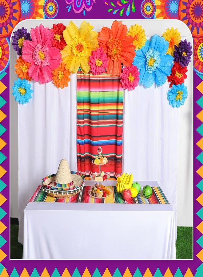 Tingjoo 19 Pcs Mexican Fiesta Decorations Set Mexican Paper Flowers Fiesta Polyester Backdrop Curtains Backdrop Fiesta Party Decorations Supplies Set for Cinco De Mayo Party Wedding Birthday - Image 5