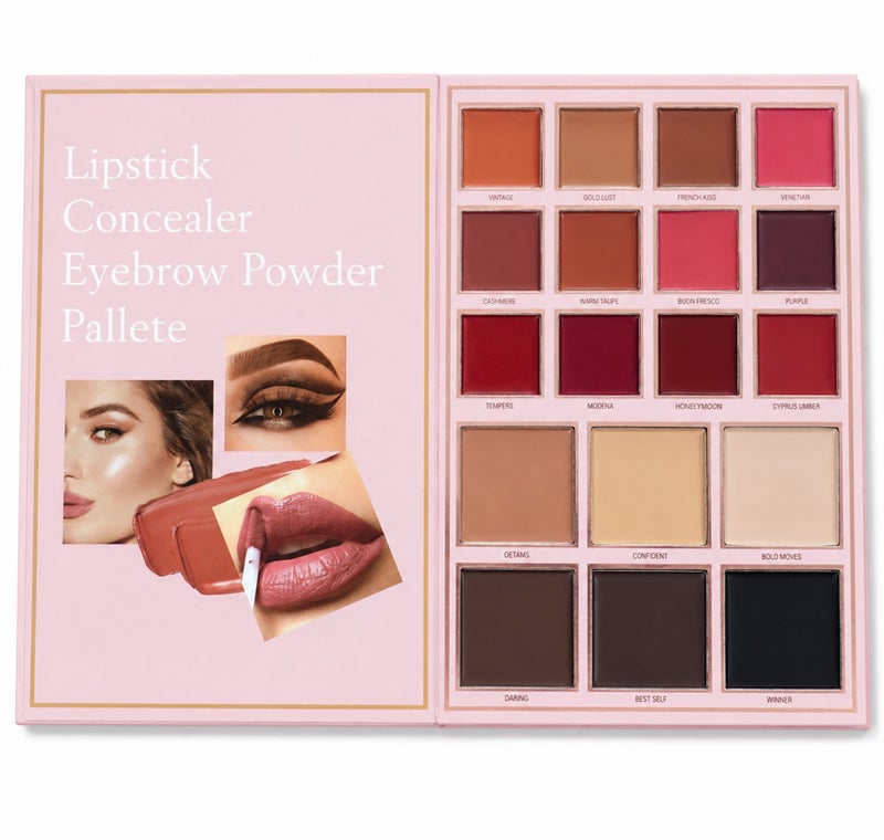 Me Now 54 Color Makeup Palette 5 Layer Book Style All in One Cosmetic Kit with Eyeshadow Blush Highlighter Concealer Eyebrow Powder and Lip Shades Pink Multi Use - Image 4