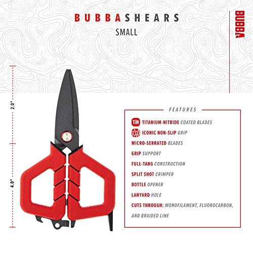 BUBBA Small Shears Fishing Tool With Micro-Serrated Blades & Split Shot Crimp Tool - Bottle Opener & Lanyard Hole - Image 3