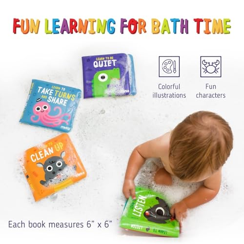 merka Learning Tub Bath Book Set for Toddlers - 6 x 6 in, Multicolor, 4-Pack - Baby Bath Toy for 3 Year Old - Waterproof Floating Bathtub Toys - Image 5