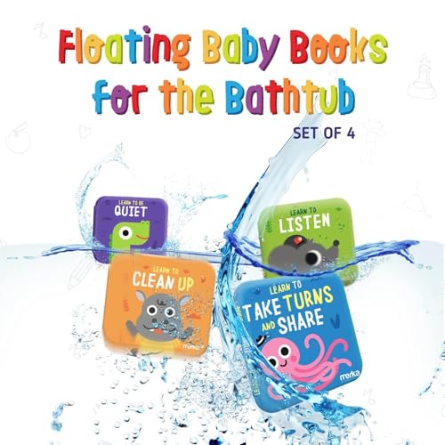 merka Learning Tub Bath Book Set for Toddlers - 6 x 6 in, Multicolor, 4-Pack - Baby Bath Toy for 3 Year Old - Waterproof Floating Bathtub Toys - Image 2