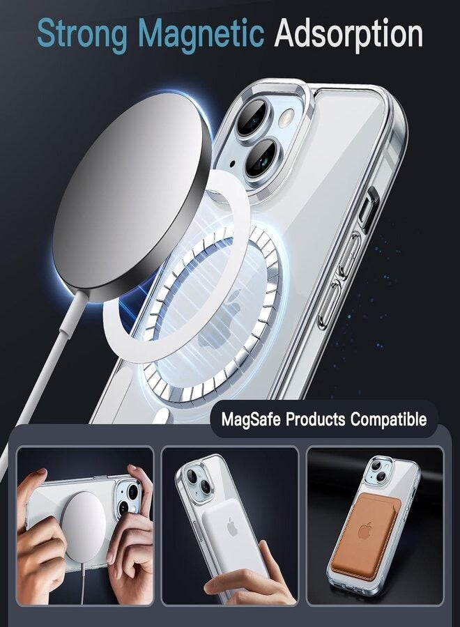 iPhone 15 Plus Magnetic Case Compatible with MagSafe Wireless Charging, Anti-Scratch Bumper Cover (Clear), TPU - PC - Image 3